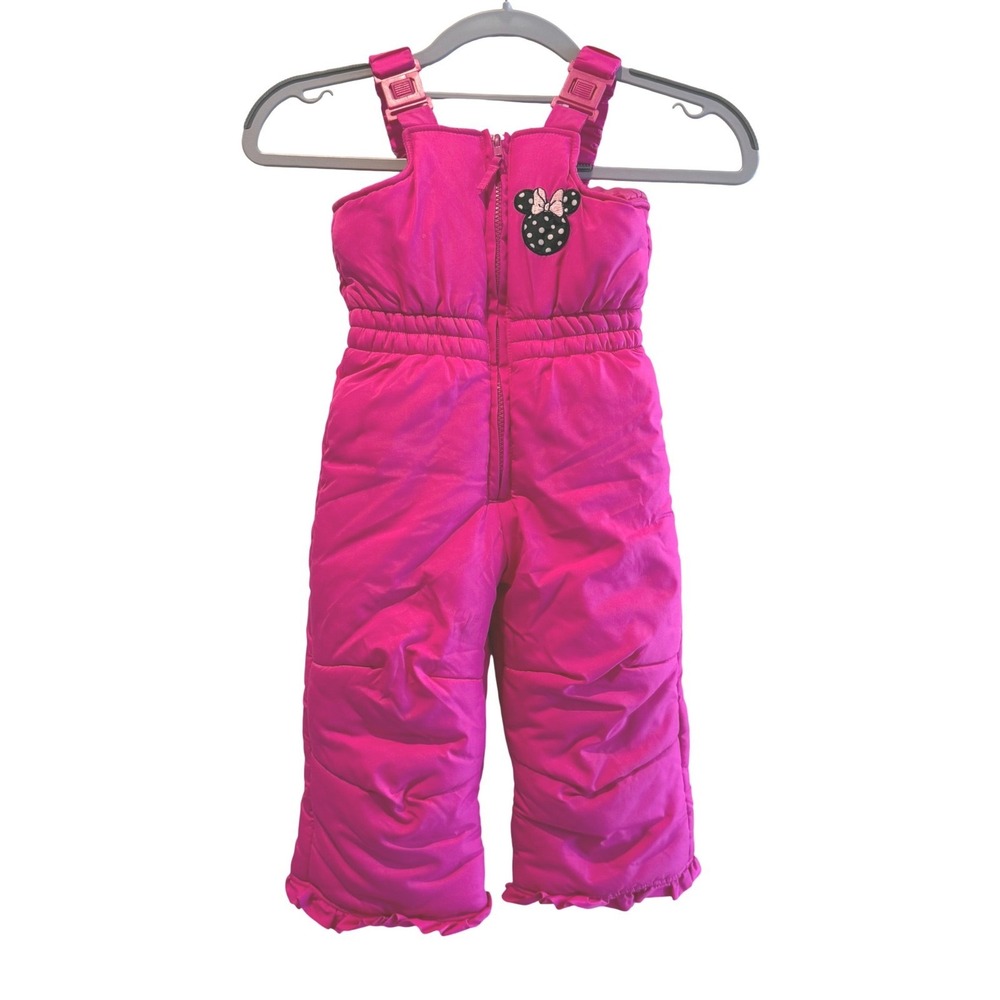 Kids Disney‎ Minnie Mouse Pink Snowsuit Jumpsuit Bib Overalls Size 2T